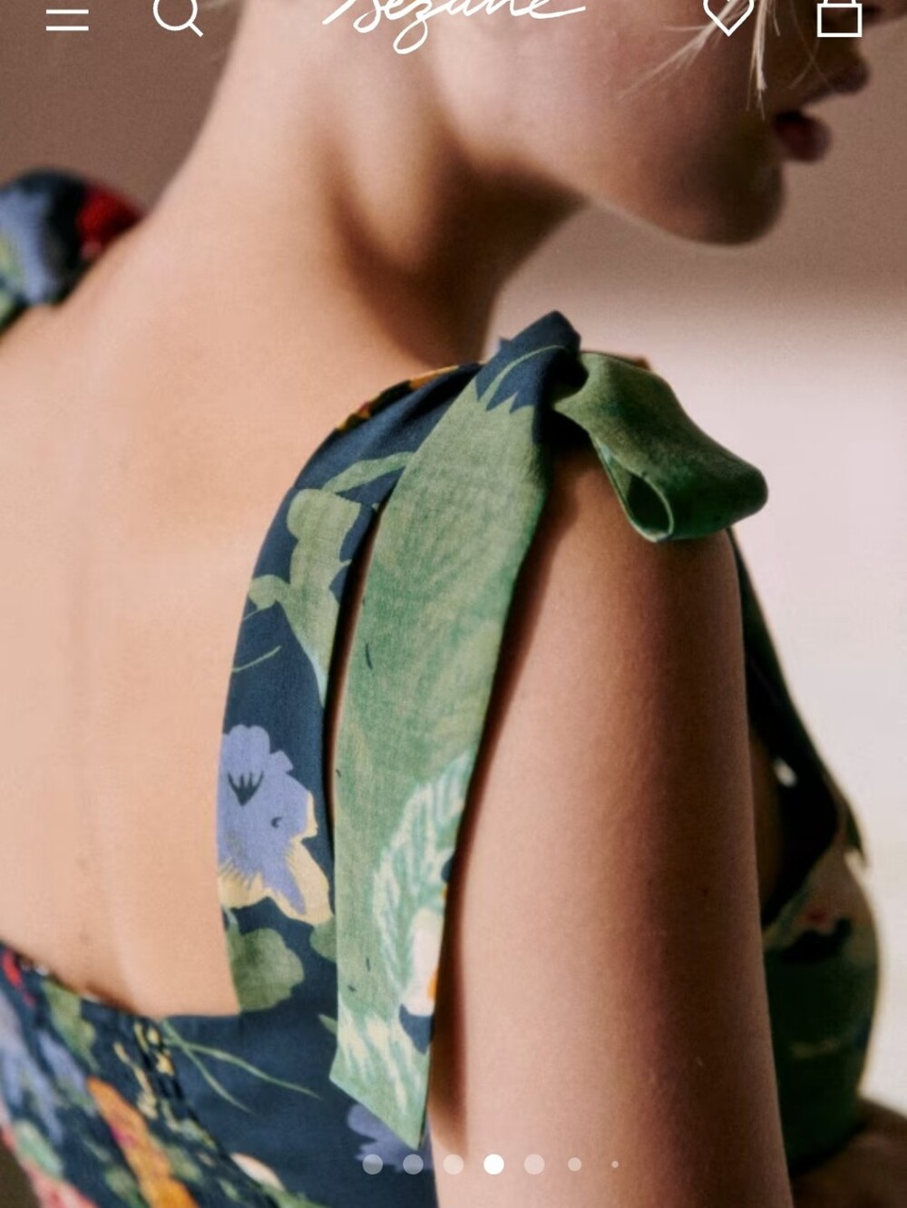 Sezane Dorotha Floral Tie-Shoulder Midi Dress - Green Multi - Picture 4 of 4